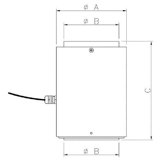 Outline dimensions of a CN high capacity canister load cell.