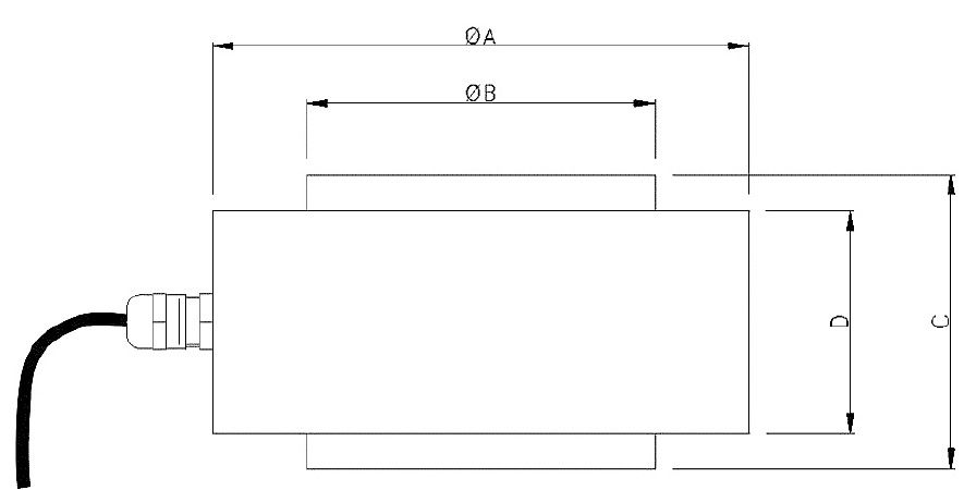 Outline dimensions for the CNC heavy duty canister load cell.