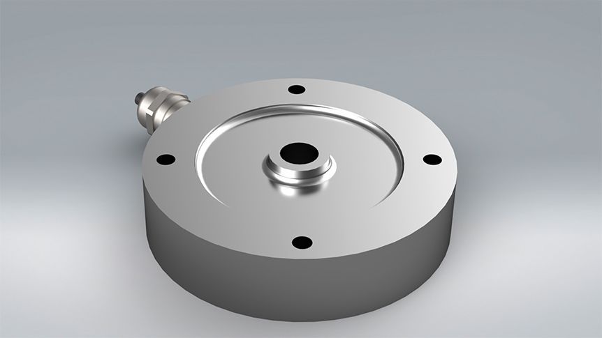 a 3D designed model of the DIA  compression load cell with a diaphragm design from PCM.