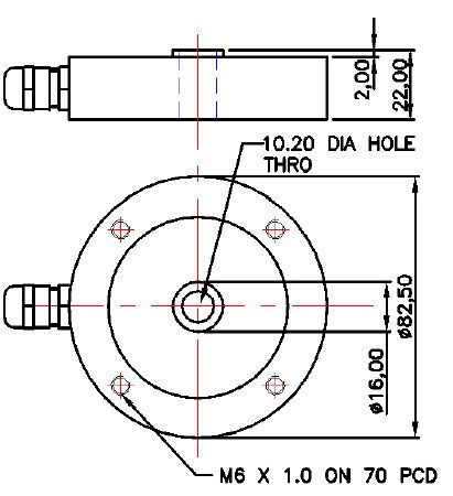 Outline dimensions for the DIA pancake load cell from PCM.