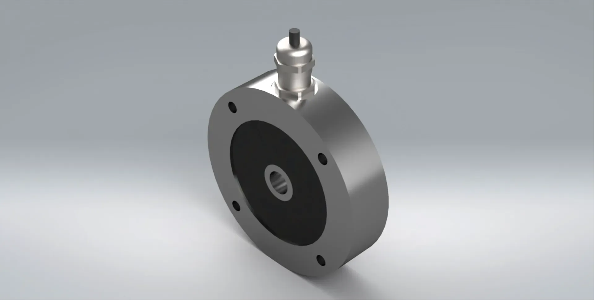 Side view of the DIA diaphragm pancake load cell on a grey background.