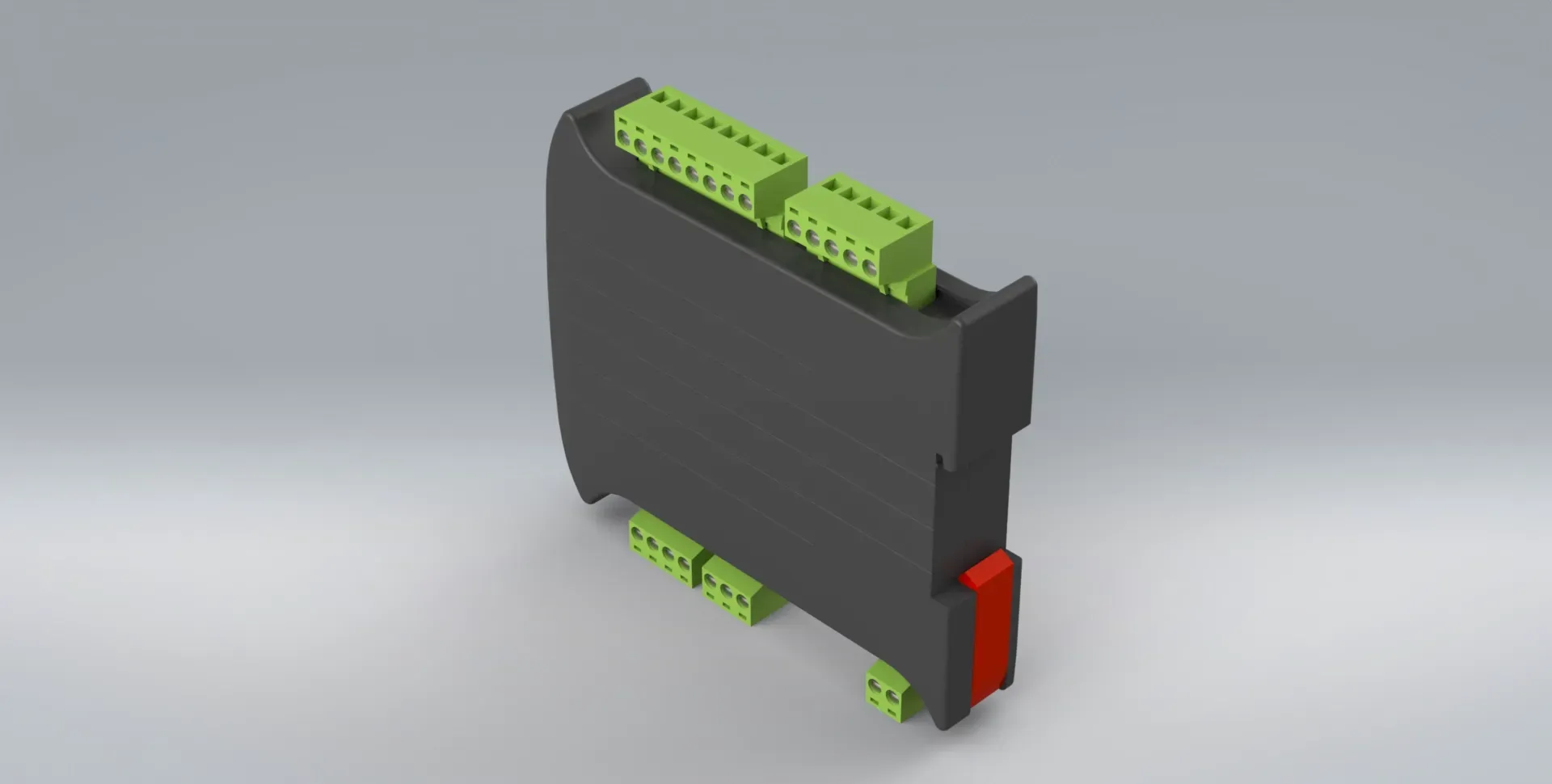 Side on view of the LCD20 load cell amplifier from Procter and Chester Measurements