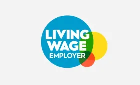 Living wage employer badge for PCM in Kenilworth.