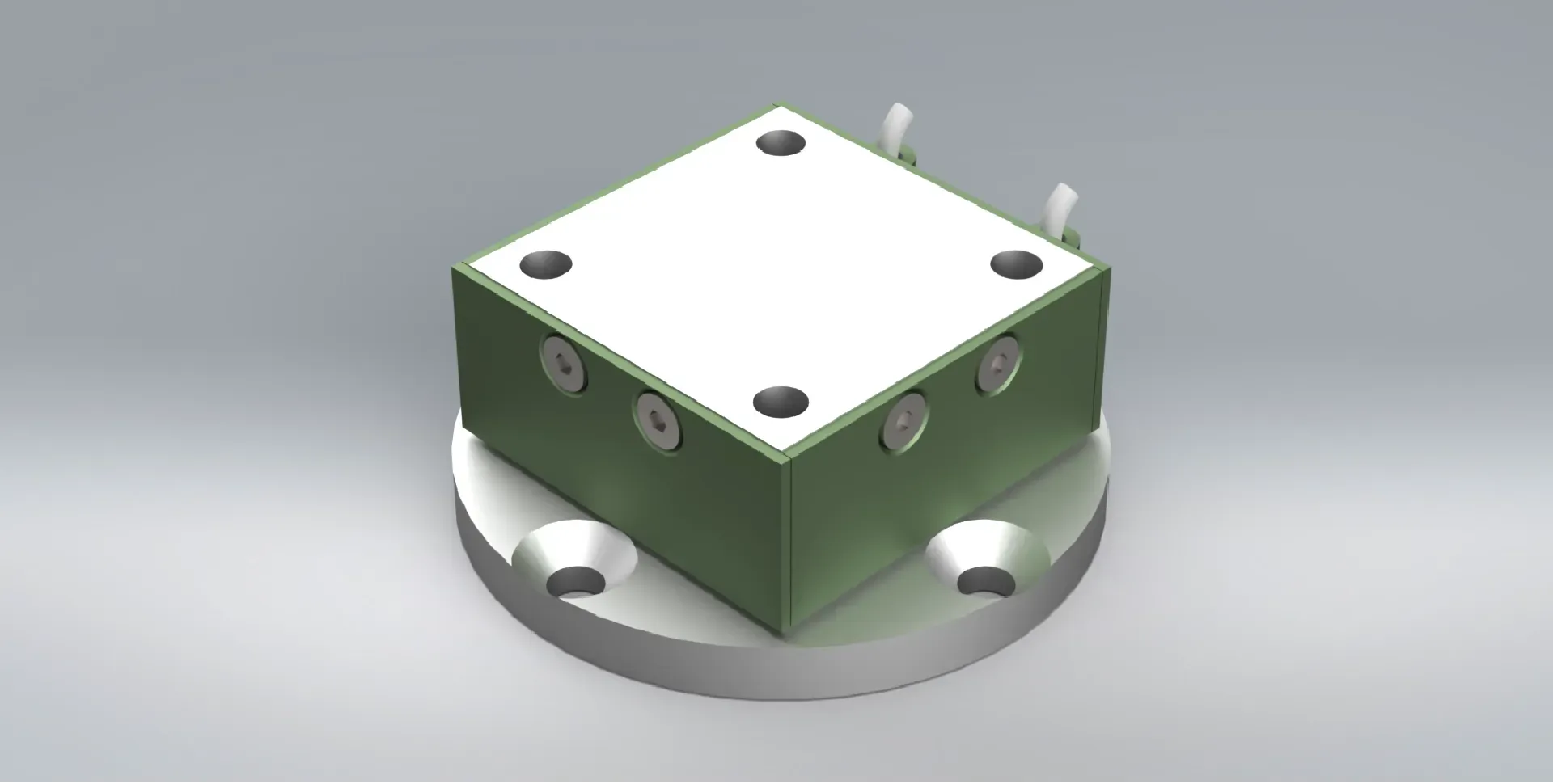 A metallic 3D model of a MAL6 multi-axis or 6-axis load cell that measures 3 forces and 3 moments on a light grey background.