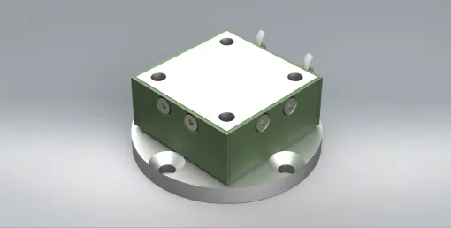 A metallic 3D model of a MAL6 multi-axis or 6-axis load cell that measures 3 forces and 3 moments on a light grey background.