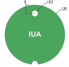 Outline dimensions for the IUA miniature amplifier in millimetres