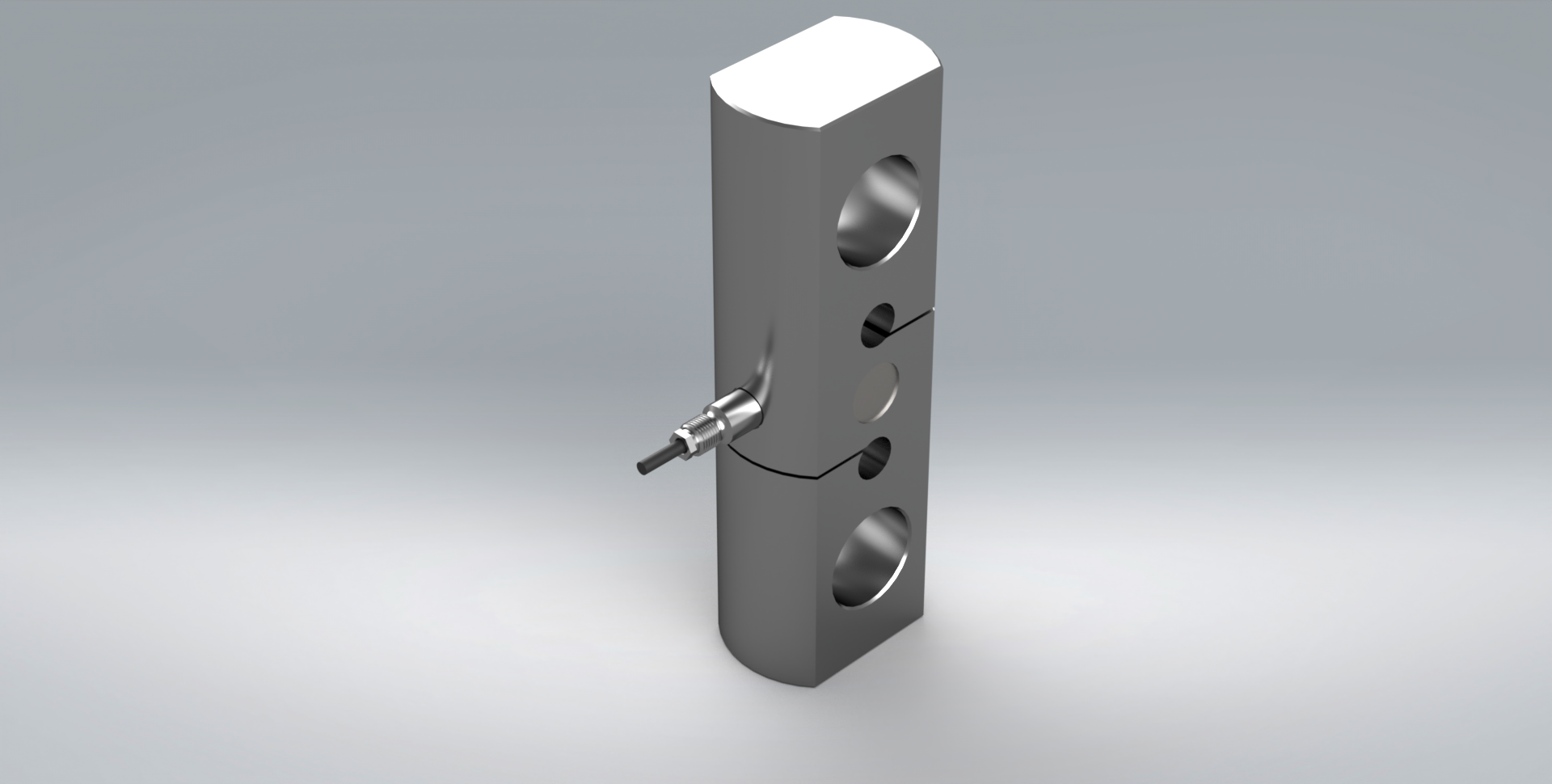 A 3d model of a metal object with holes in it