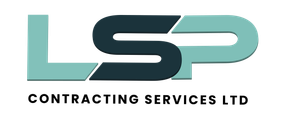 Logo of LSP Contracting Services Ltd. Teal and dark teal letters 
