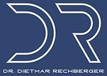 Weißes „DR“-Logo auf blauem Grund, darunter „DR. DIETMAR RECHBERGER“.