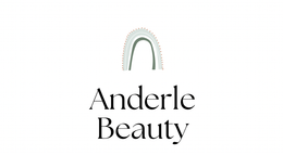 Ein Logo für Anderle Beauty mit einem Regenbogen in der Mitte.