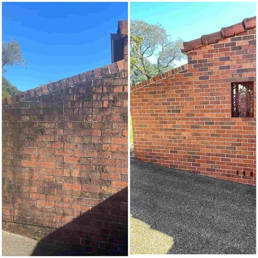 A Side-by-side Comparison of a Brick Wall Before and After — South Coast Pressure Washer in Warilla, NSW