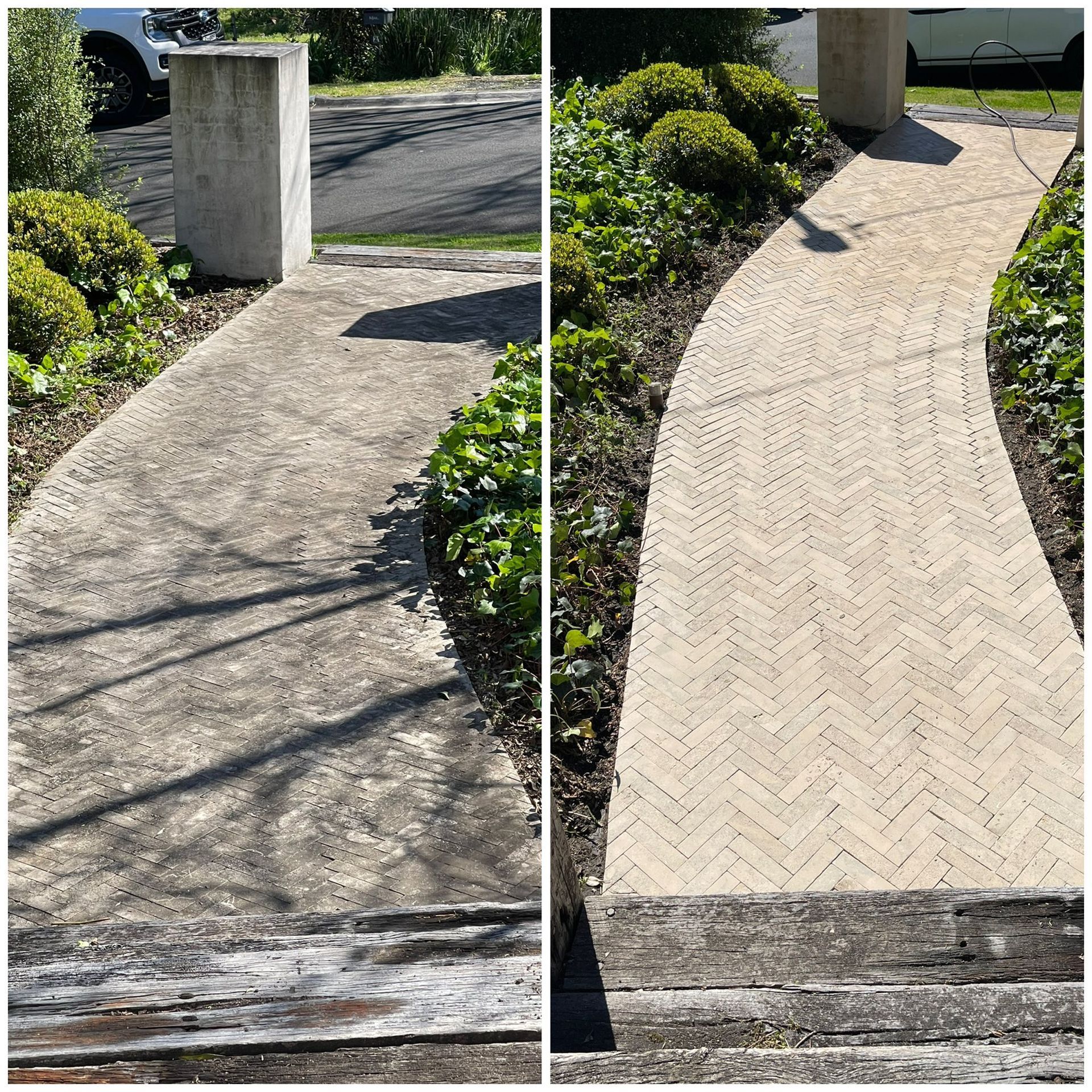 A Before-and-after Comparison of a Walkway  — South Coast Pressure Washer in Shellharbour, NSW