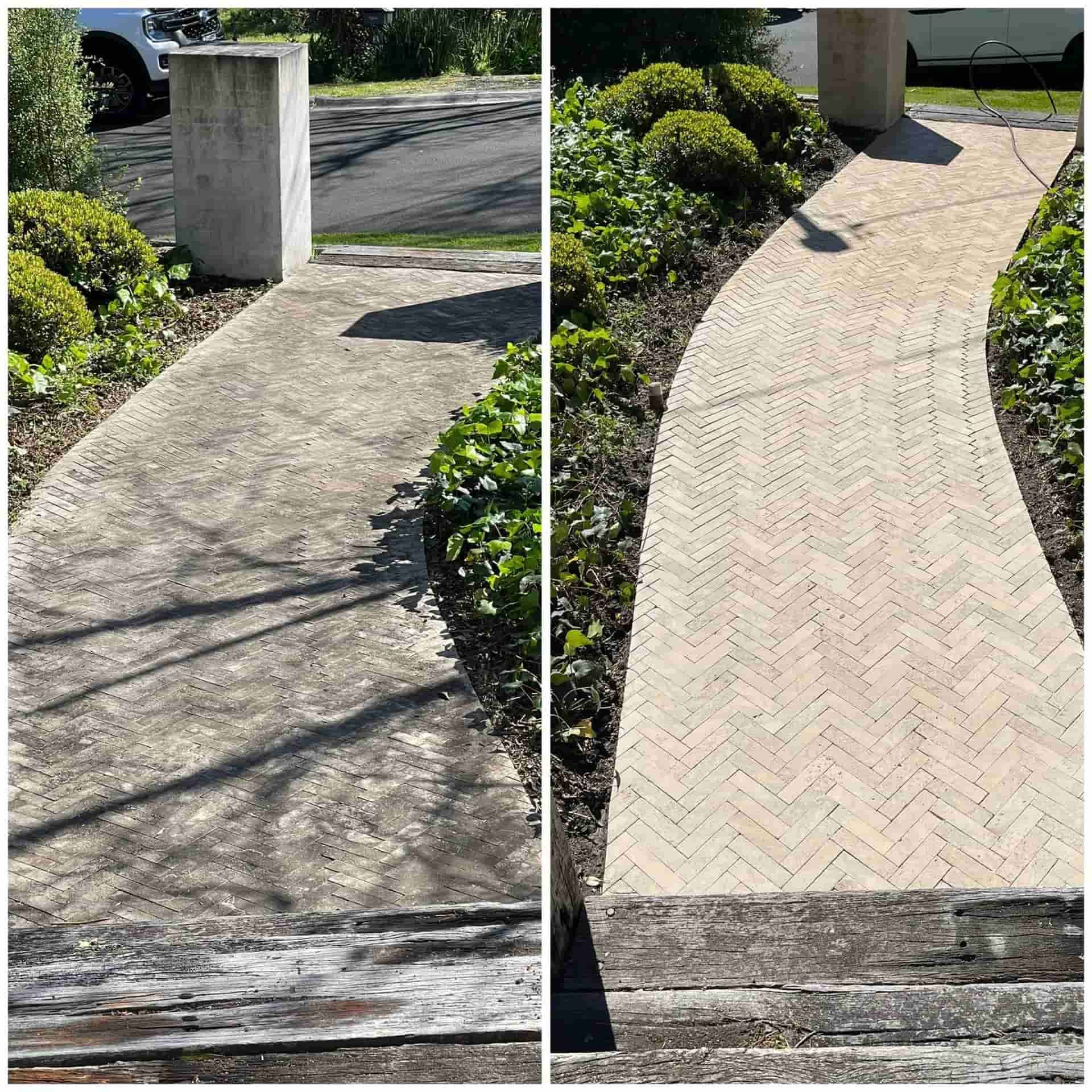 A Split-screen View Showing a Weathered Concrete Walkway — South Coast Pressure Washer in Warilla, NSW