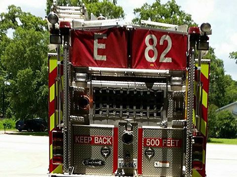 A fire truck with the number 82 on it