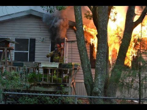 A picture of a house fire