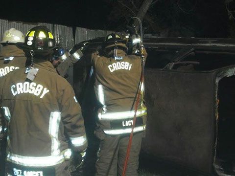 A group of firefighters with the name crosby on their jackets