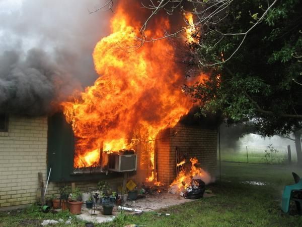 A picture of a house fire