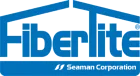 A blue and white logo for fiberlite seaman corporation