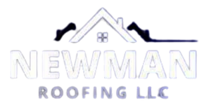 The logo for newman roofing llc has a house on it