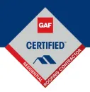 A logo for a certified residential roofing contractor