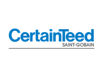 The logo for certainteed saint-gobain is blue and white.