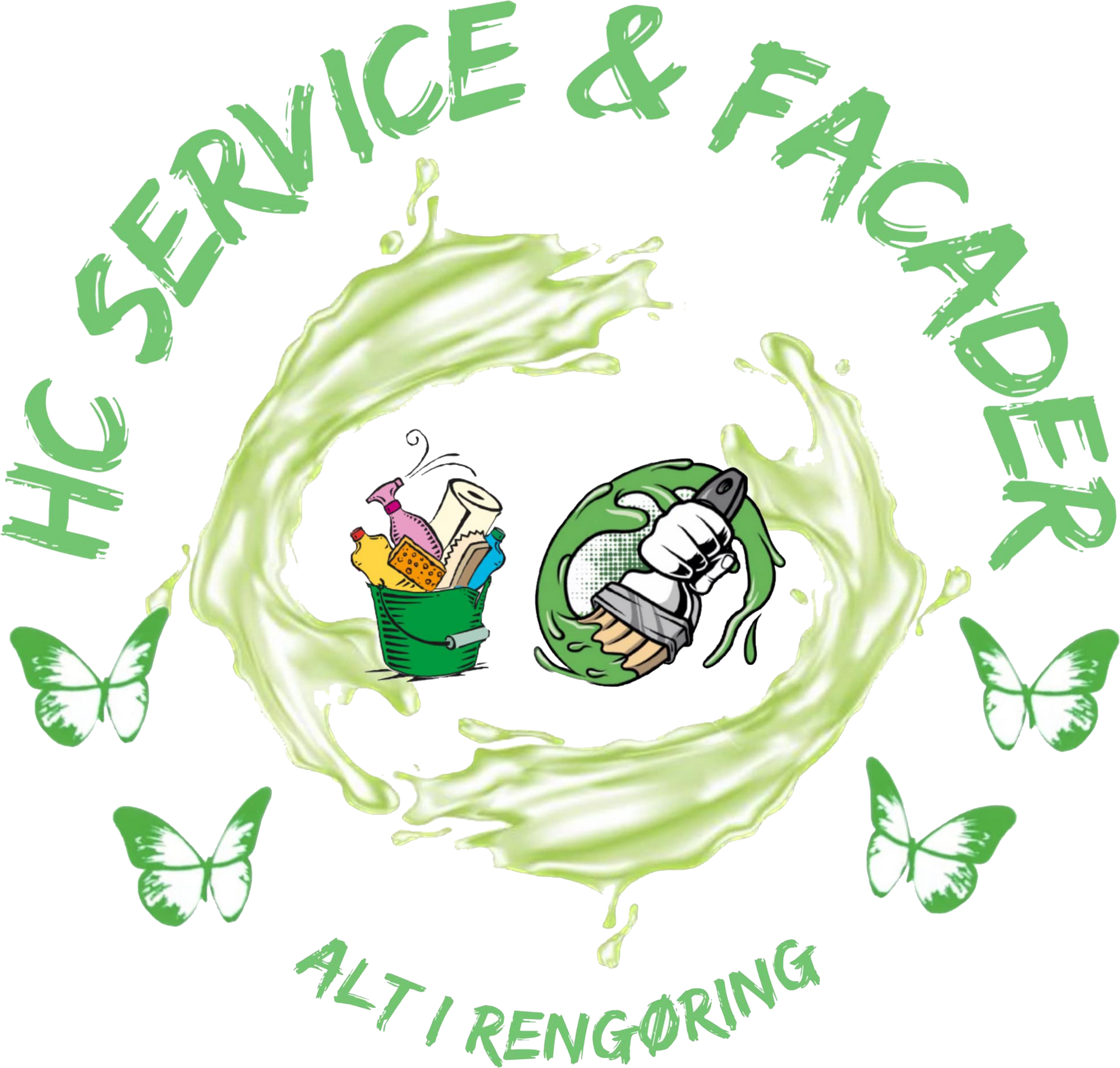Et logo for en virksomhed, der hedder hc service & facader