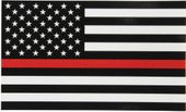 A black and white american flag with a red line in the middle.