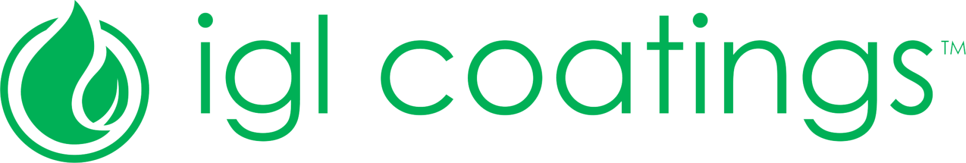 A green and white logo for igl coatings