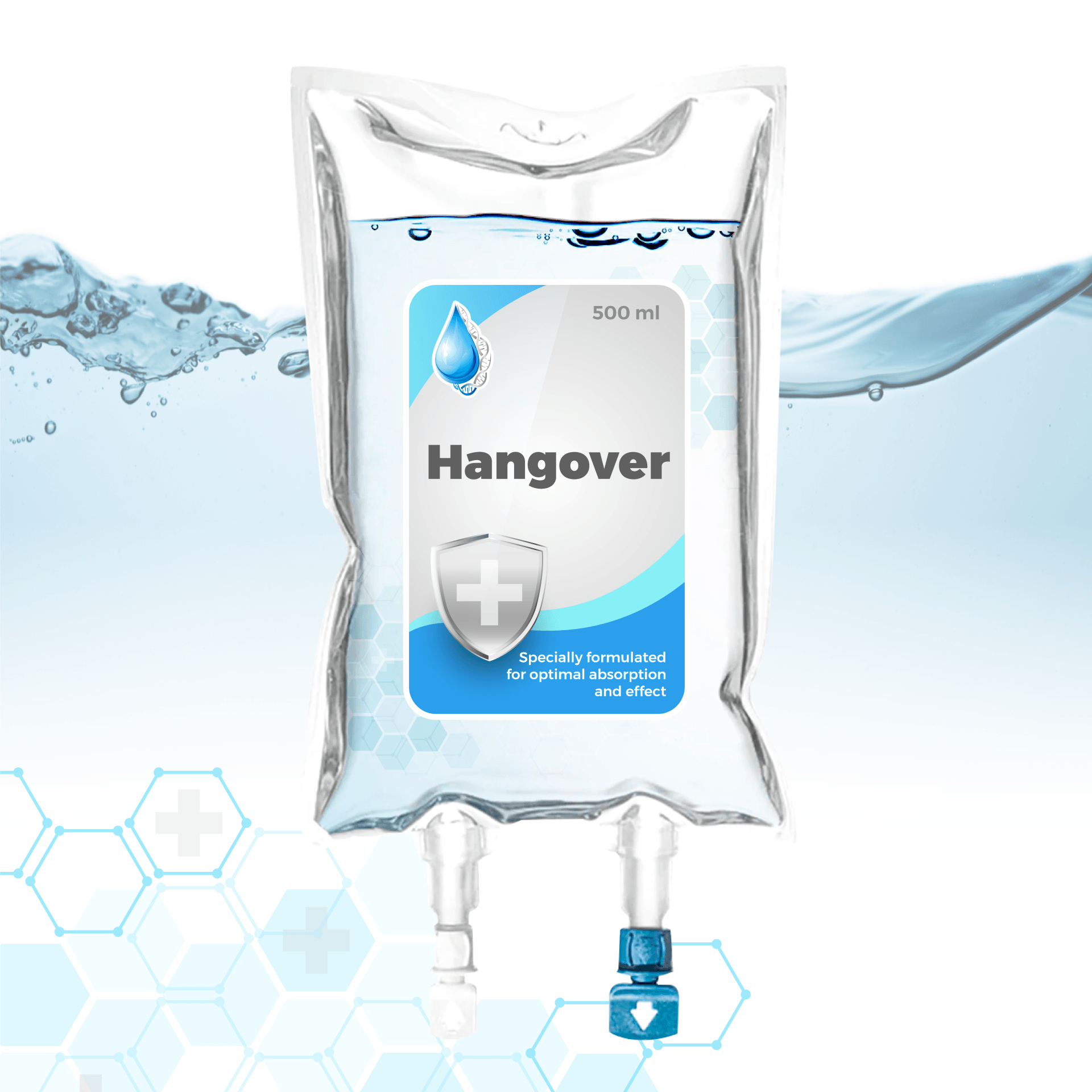 A bag of hangover is floating in the water.