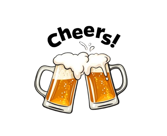 Two beer mugs clinking, foaming beer,