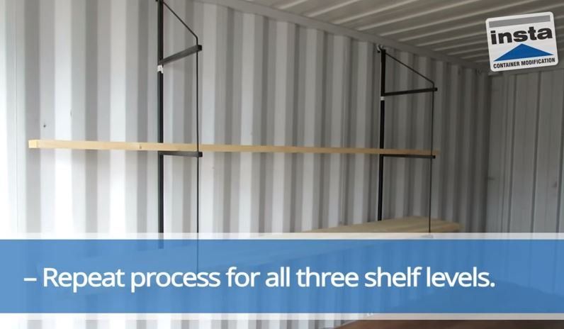 How to install shelving in a cargo container 