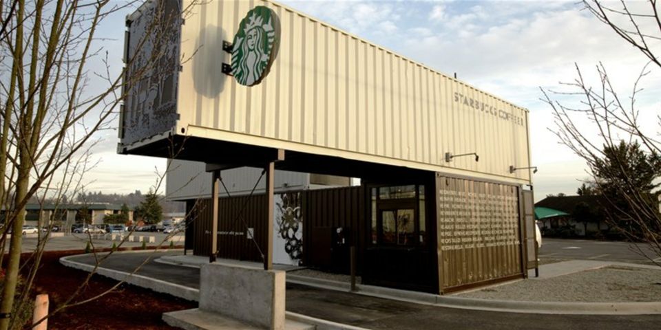 Shipping Container Starbucks Coffee Shop Modification 