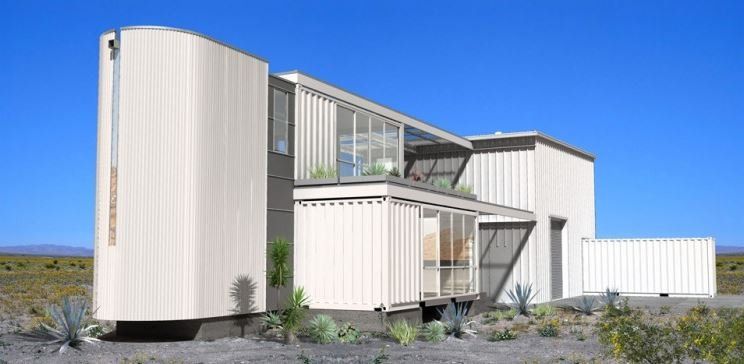 Shipping Container Mansion in the Mojave Desert in the California Desert 