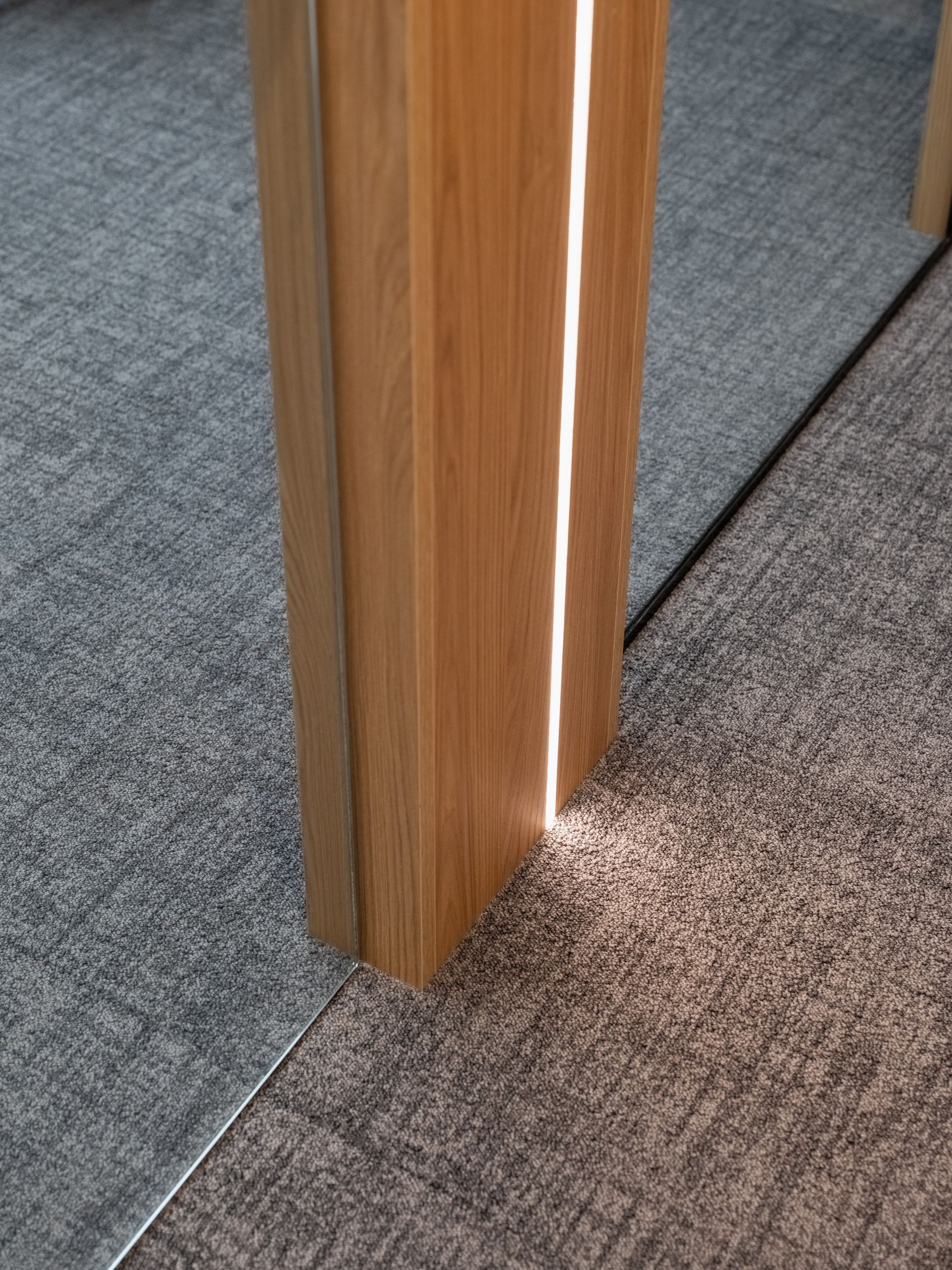 Medinio stulpo su iš jo sklindančia šviesa stambaus plano.