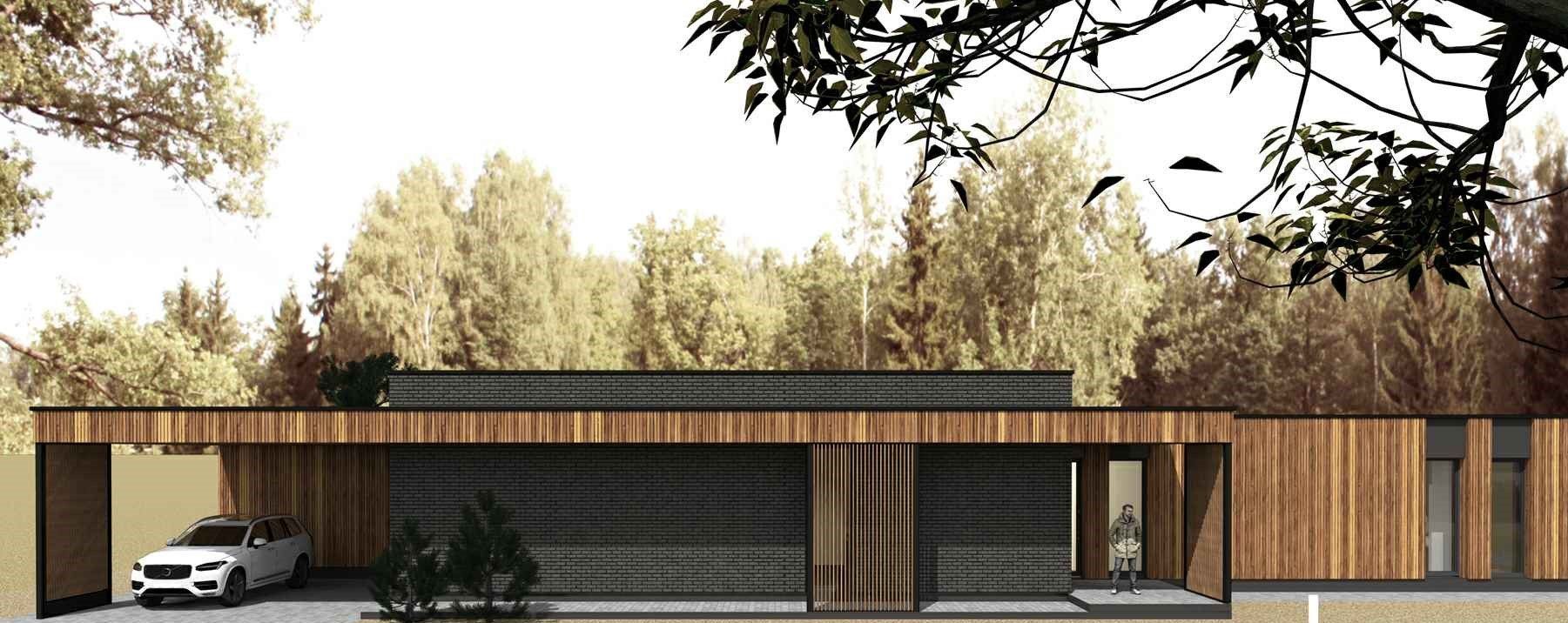 Baltas automobilis pastatytas prie medinio namo