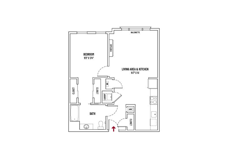 10 FRONT STREET 1 BED + 1 BATH  |  UNIT STYLE 1B1A = 797 SQ FT ±