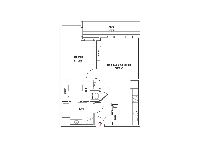 10 FRONT STREET 1 BED + 1 BATH + BALCONY  |  UNIT STYLE 1B2 = 830 SQ FT ±