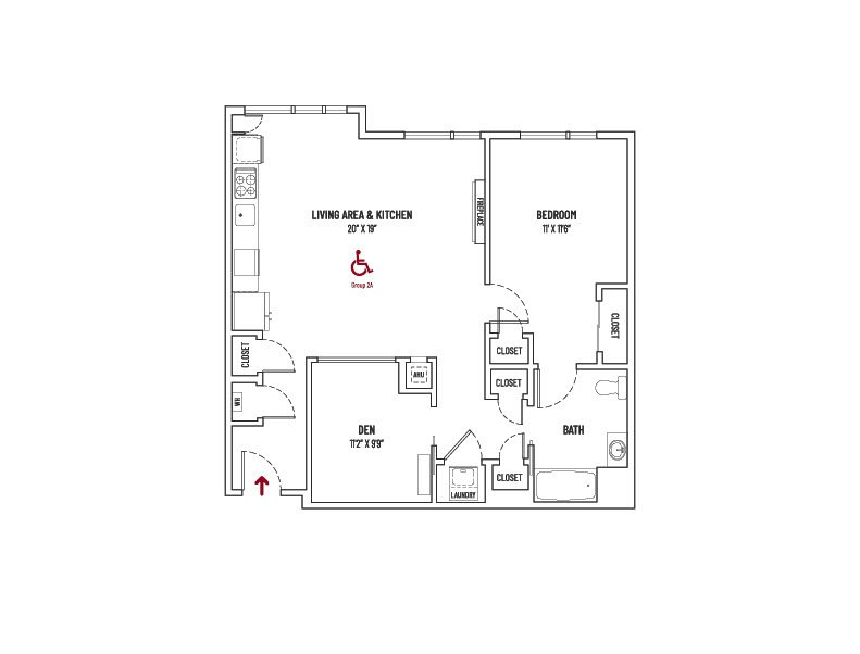 10 FRONT STREET- 1 BED + 1 BATH  |  UNIT STYLE 1D2 = 956 SQ FT ±