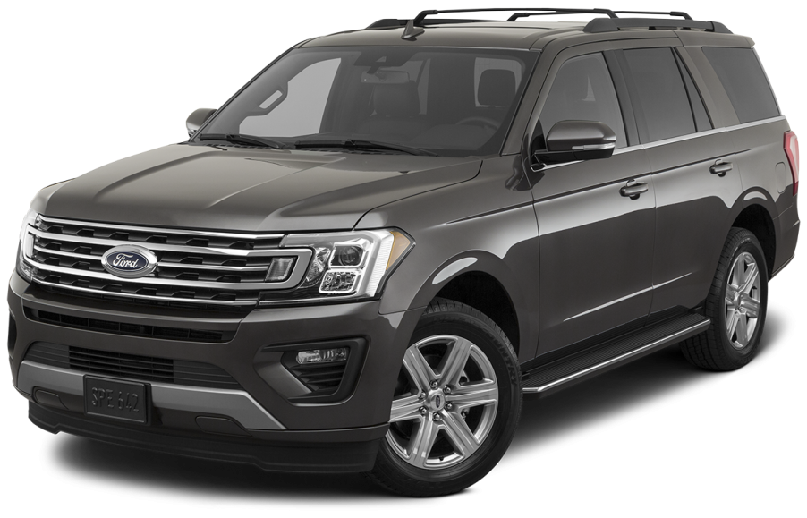 Black Chevrolet Suburban SUV with chrome wheels on a white background.