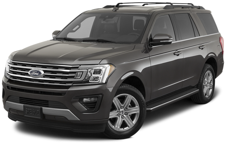 Black Chevrolet Suburban SUV with chrome wheels on a white background.