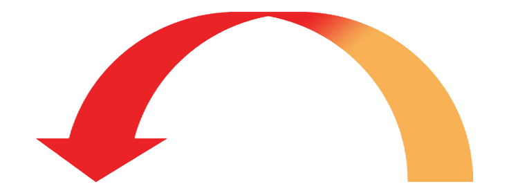 Red and orange curved arrow pointing downwards.