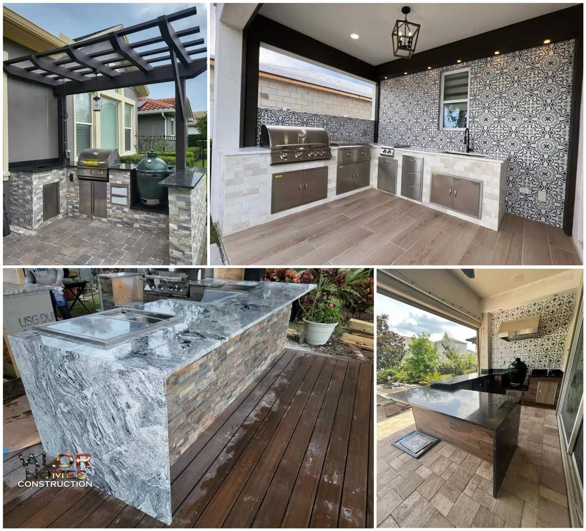 A collage of outdoor kitchen — Windemere, FL — Valor Homes Construction LLC
