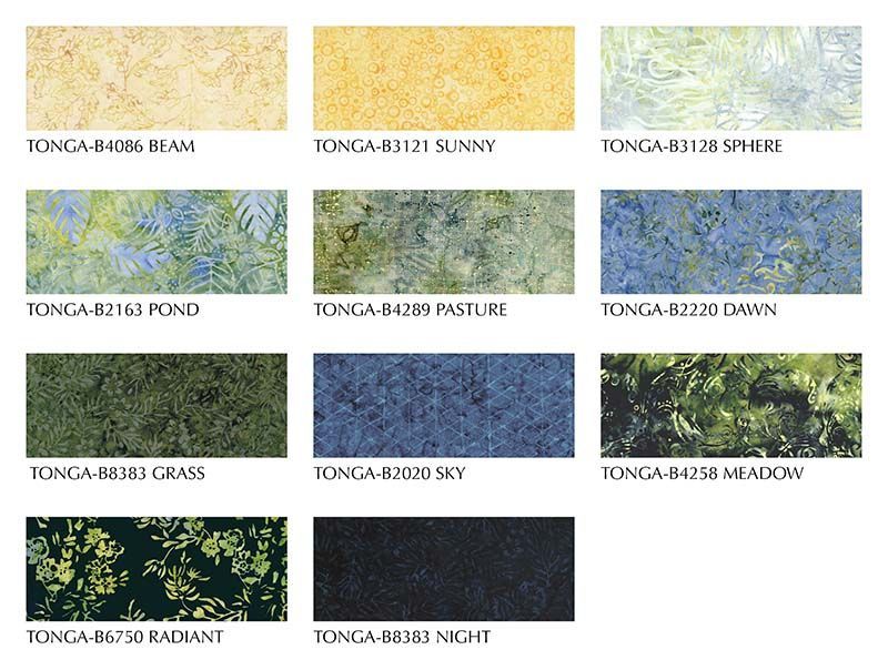 Tonga Radiant Meadow BOM fabrics