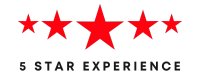Five red stars above the text 