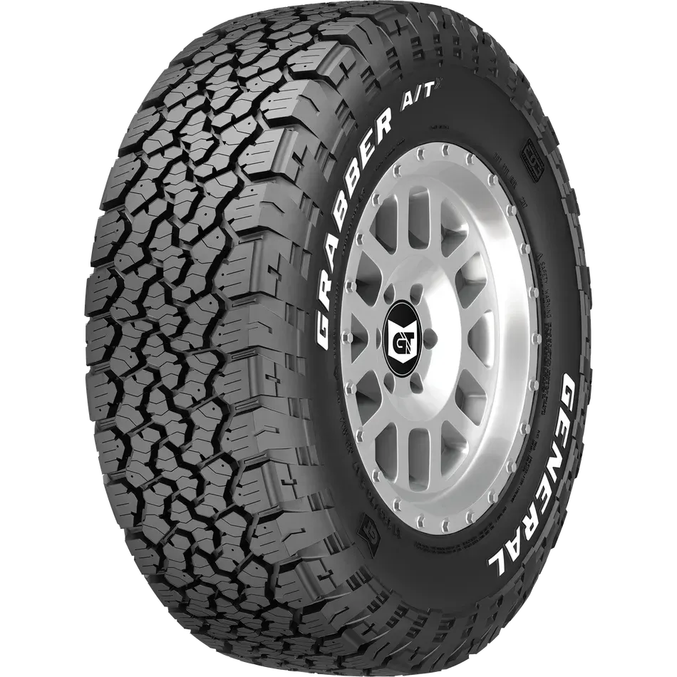 General Grabber A/T Tire on a Silver Wheel — Cairns Tyre Specialists In Cairns City, QLD