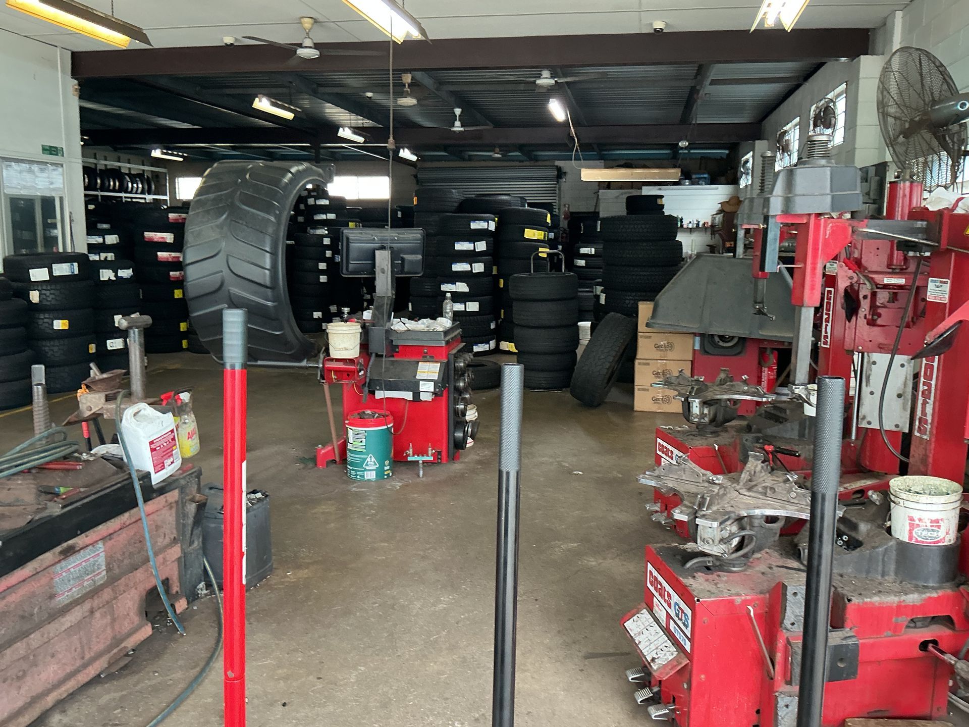 Inside a Tire Shop, Tires Stacked on Shelves — Cairns Tyre Specialists In Cairns City, QLD