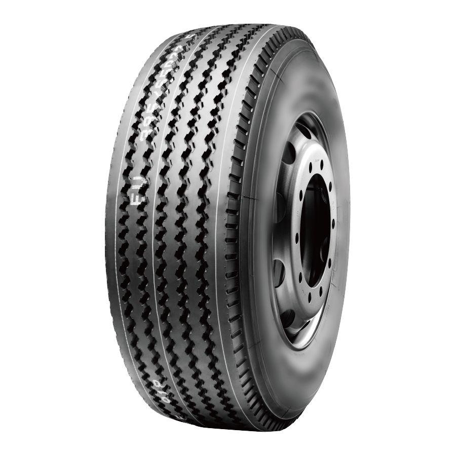 Truck Tire With Zigzag Tread on a Silver Rim — Cairns Tyre Specialists In Cairns City, QLD