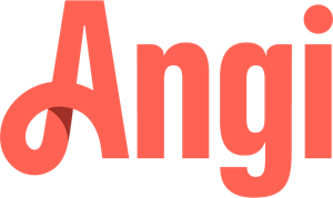 The word angi is written in red on a white background