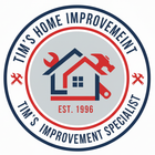 Logo for Tim's Home Improvement. Circular design with tools over a house outline, text
