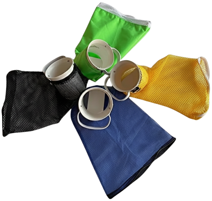 Collection of colorful dive flags, including one with the white diagonal stripe.